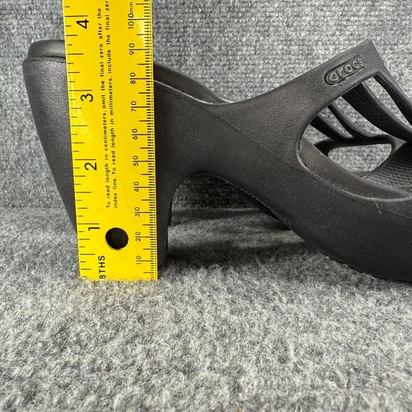Crocs Sandals Womens 10 Cyprus Heels Black Slip On Open Toe Casual Beach Shoes - Picture 6 of 11
